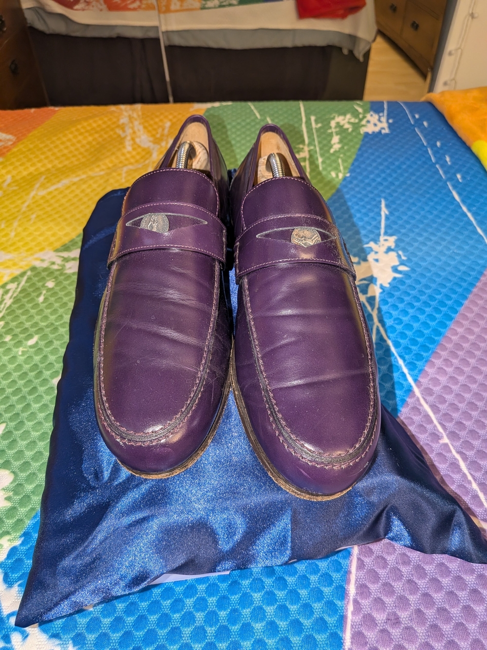 Jimmy Choo men's Purple Leather Penny Loafers EU SIZE 43